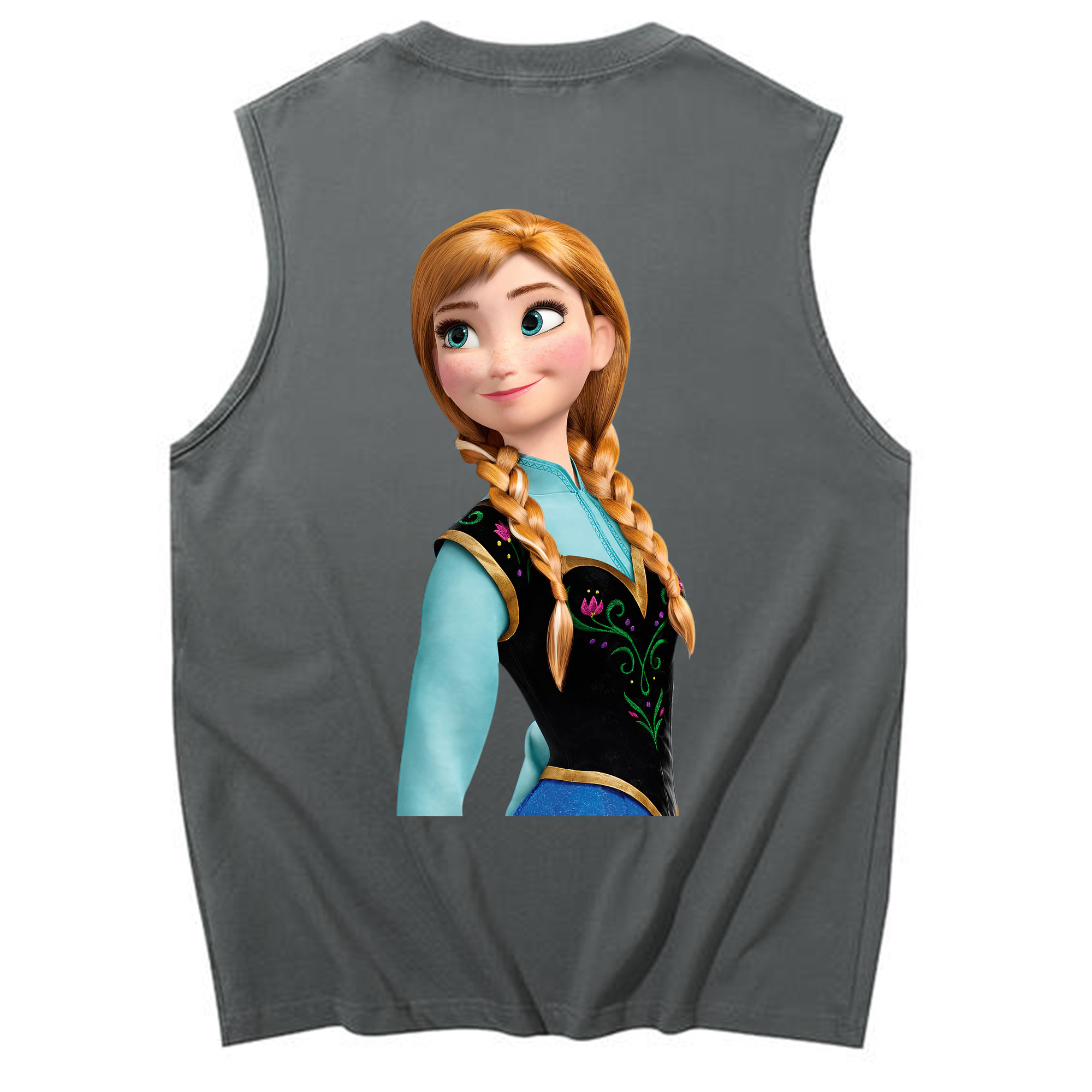 （画像用） アナと雪の女王 アンナ エルサ Frozen Anna Elsa コットン100％タンクトップ（背面プリント）
